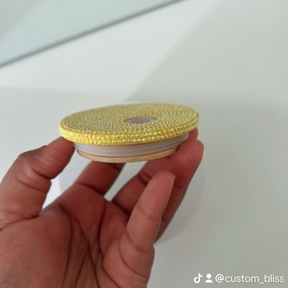 Handcrafted Yellow Rhinestone lid for Glass cups! - Picture 3 of 4